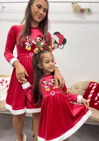 Set rochițe mama-fiica Crăciuniță catifea