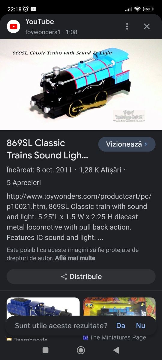 trenulet : locomotiva cu led si sunet +vagon.