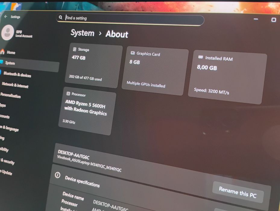 Laptop Asus - OLED - Ryzen 5 - 5000serie - RTX - 3050