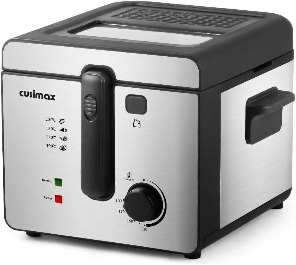Фритюрник CUSIMAX, 2,5 л фритюрник с незалепващо покритие, сребрист