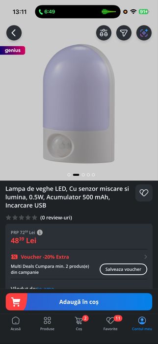 Lampa led noua sigilata
