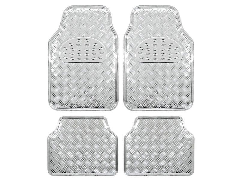 Covorase auto imitatie aluminiu Silver, model universal 4buc