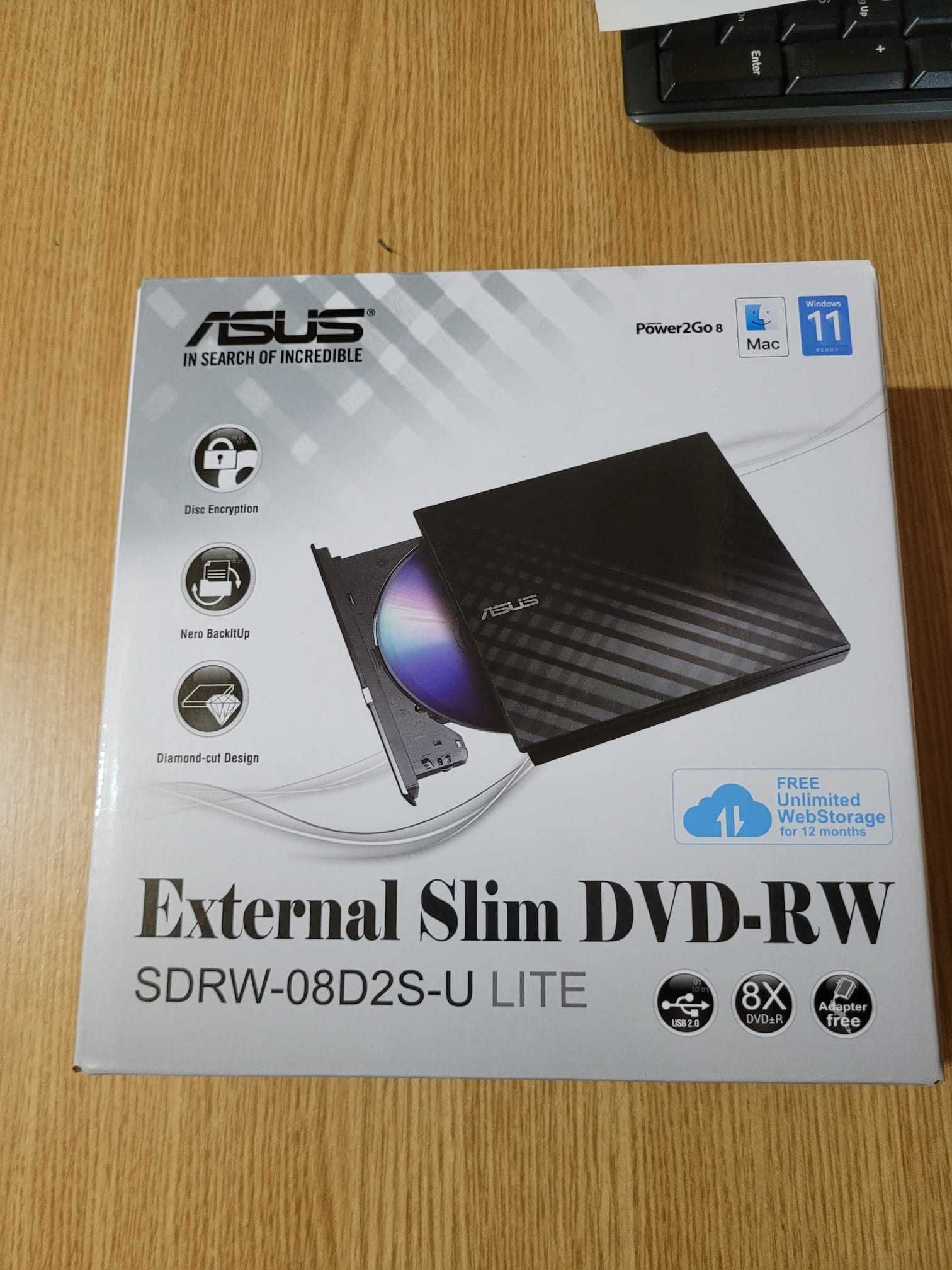 DVD writer extern ASUS SDRW-08D2S-U LITE, 8X, ultra-subtire