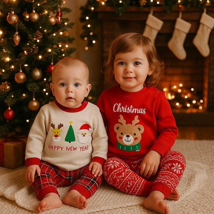 Детская новогодняя пижама от 3 мес до 9 лет | 100% хлопок