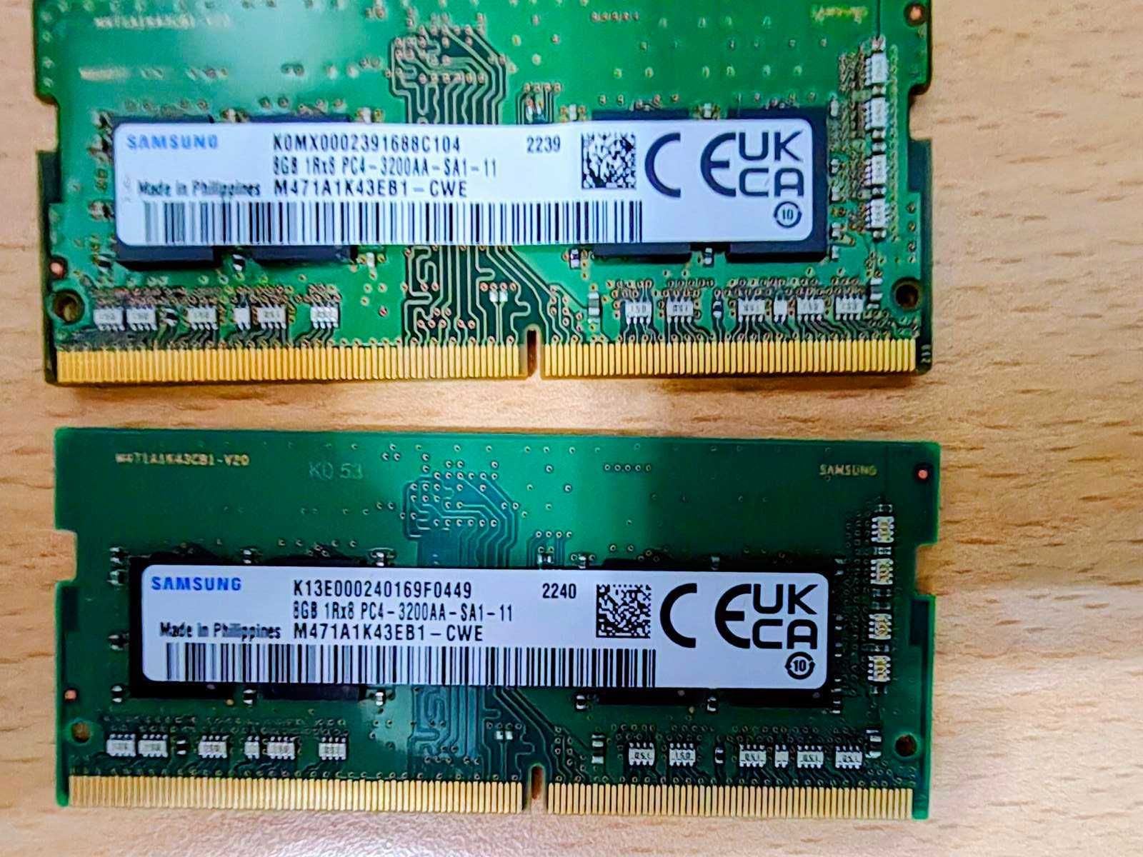 Две плочки памет за лаптоп Samsung 8GB RAM SO-DIMM DDR4