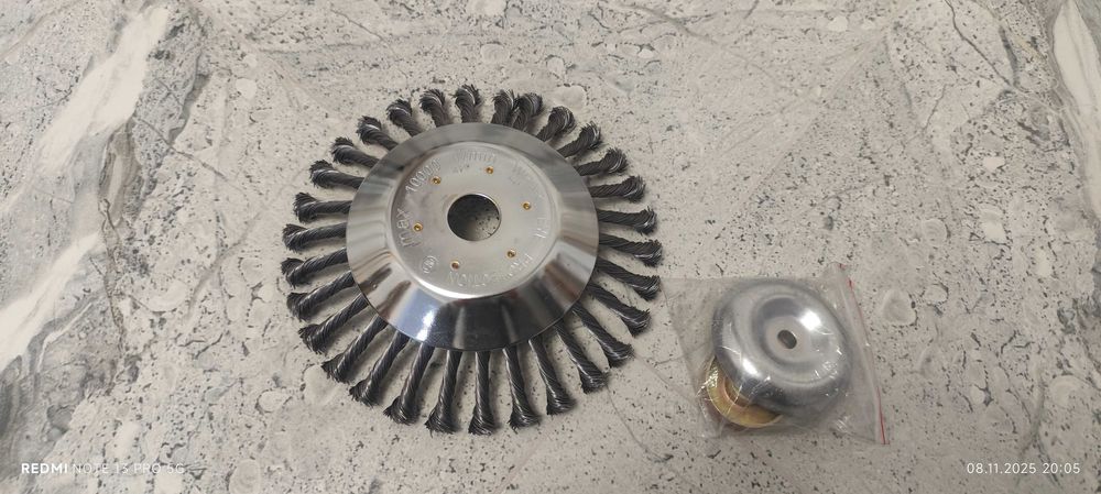 Perie sarma, tip cupa, cu toroane, pentru motocoasa/trimmer, otel