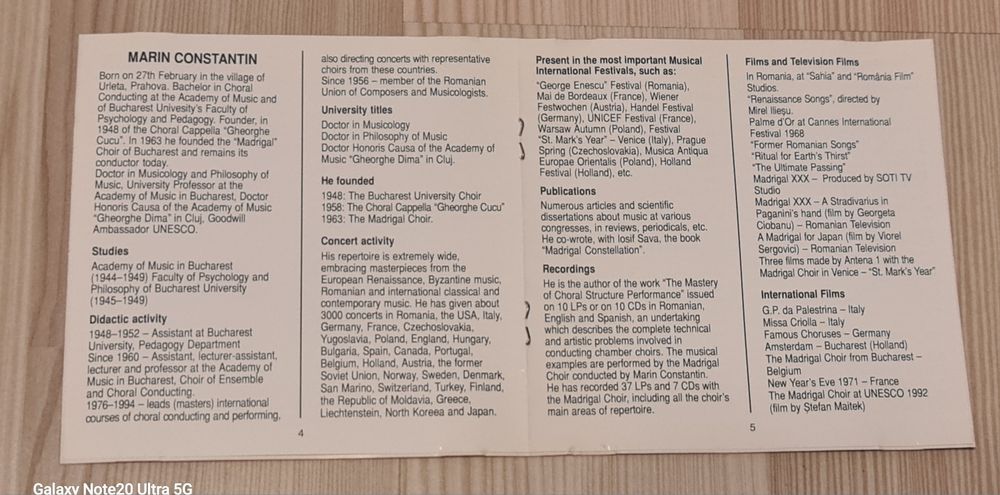 Corul Madrigal,Melodii de Crăciun,Dirijor Marin Constantin