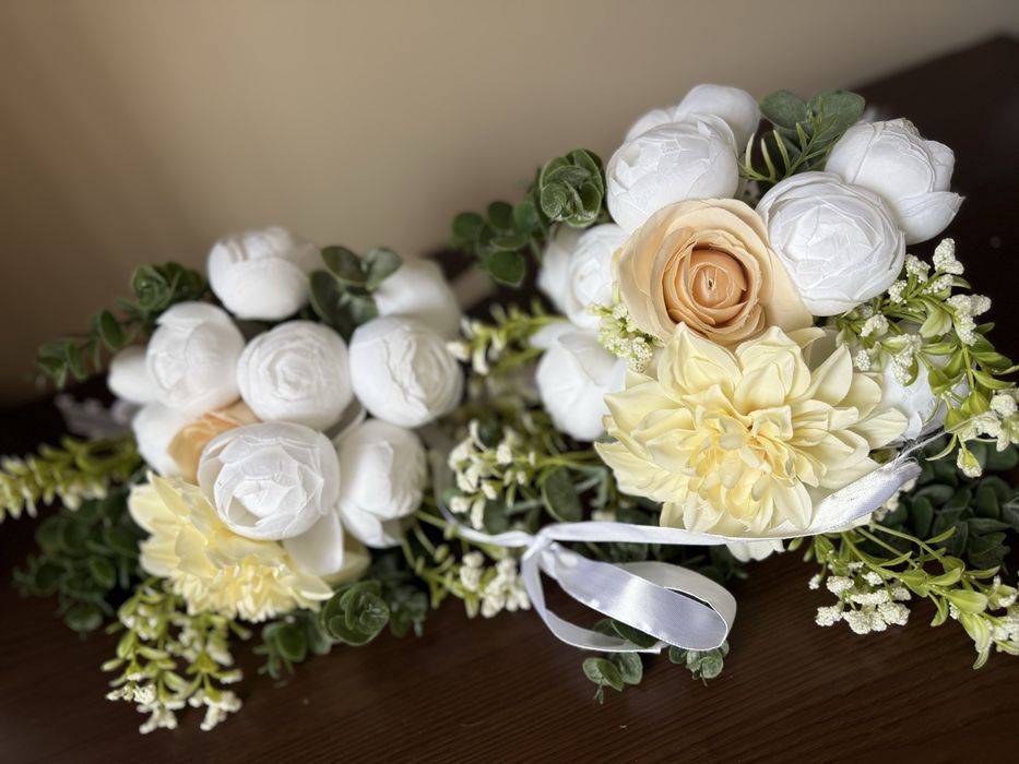 Красиви Сватбени Букети/Украса за Кола (Изкуствени Цветя)