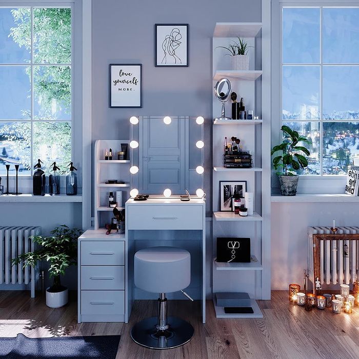 Тоалетка "conrada" бял 80 см с led осветление vicco