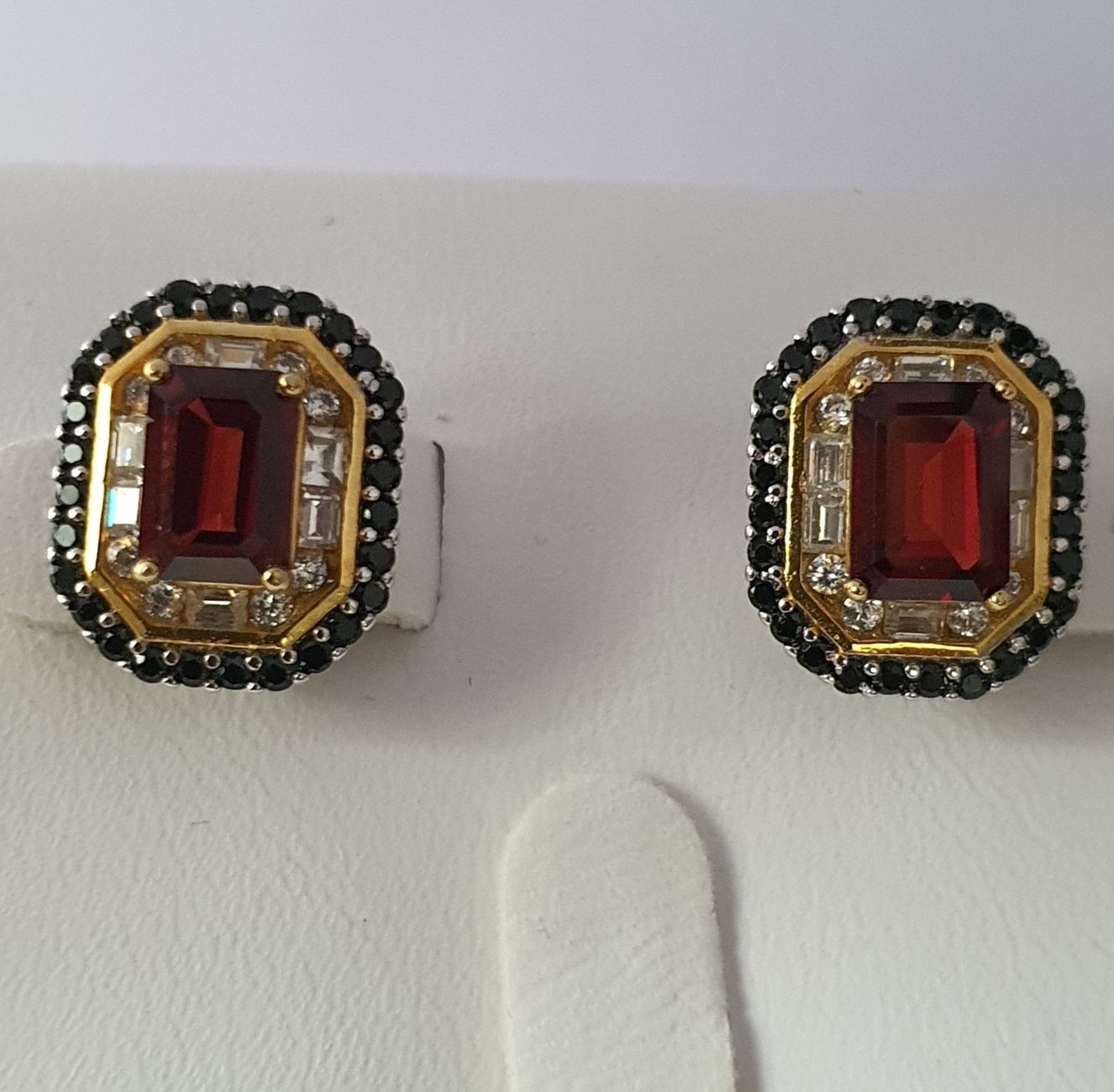 cercei argint 925 cu granate, spinel negru si CZ