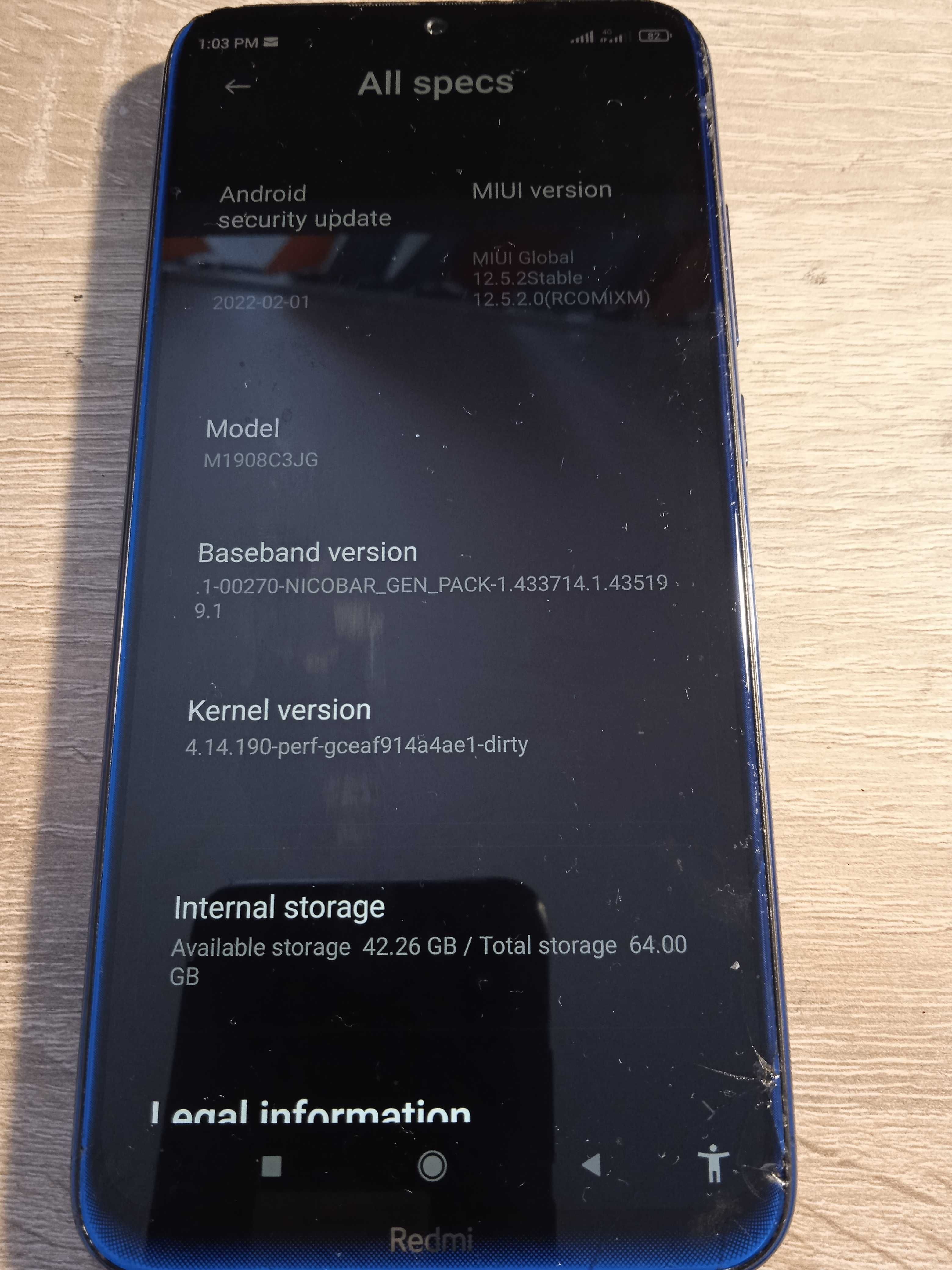 Xiaomi Redmi Note 8 64Gb 4+1G RAM Geam usor fisurat perfect functional