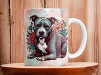 Cana personalizata, Pitbull model 2, Ceramica, Alb, 350 ml