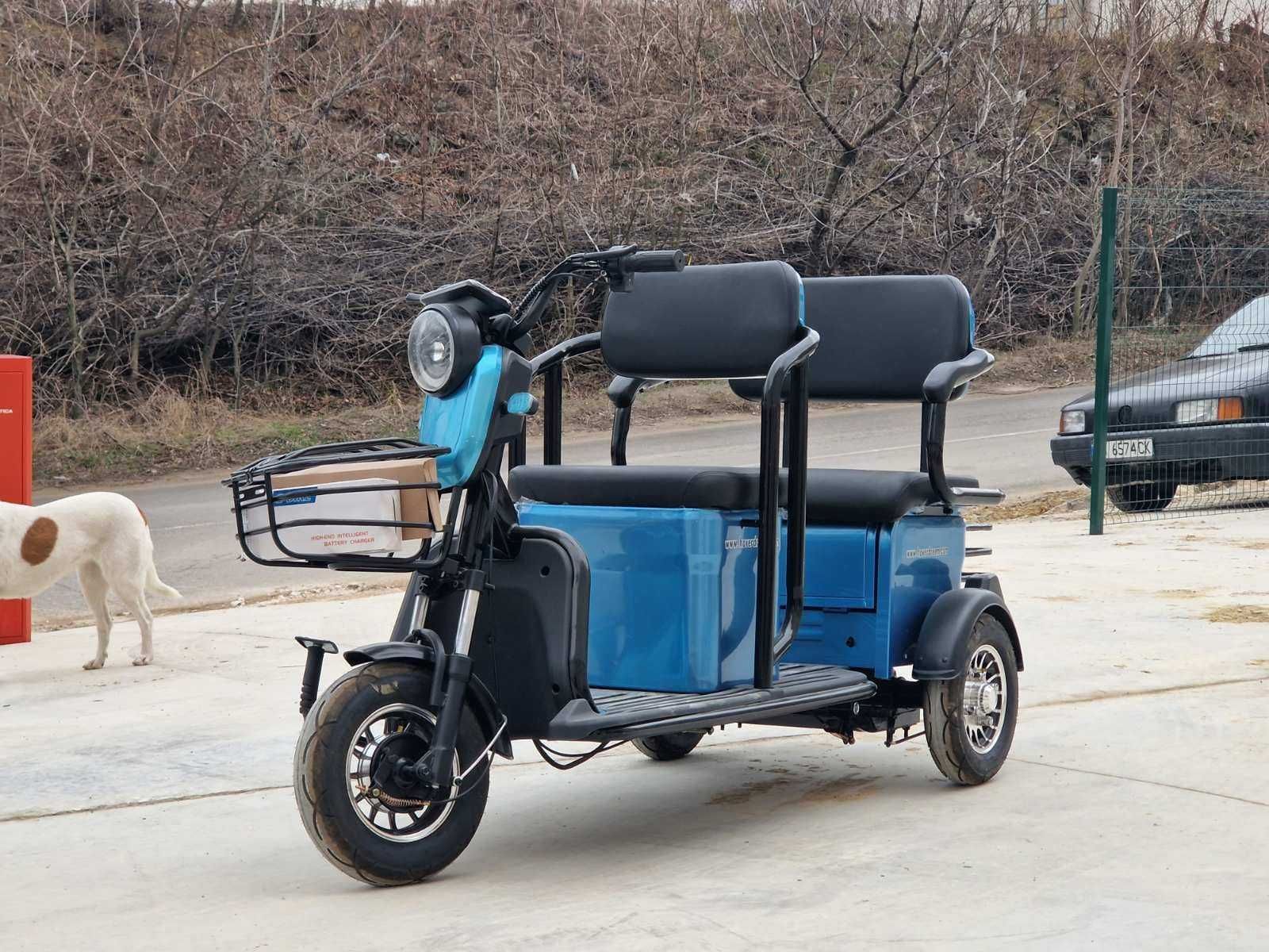 Triciclu electric 2 locuri cu bena FARA PERMIS 1200w32ah NOU -27%
