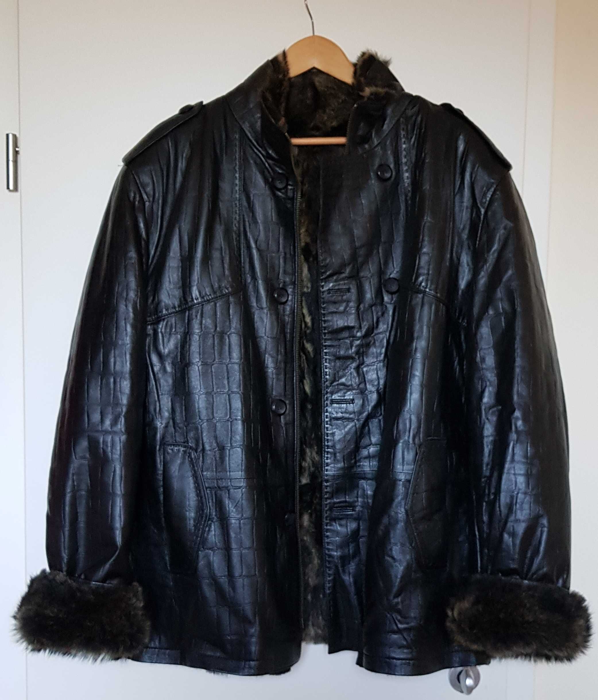 СПЕШНО Мъжко палто от естествена кожа и косъм EU size 60 (X-Large ½)