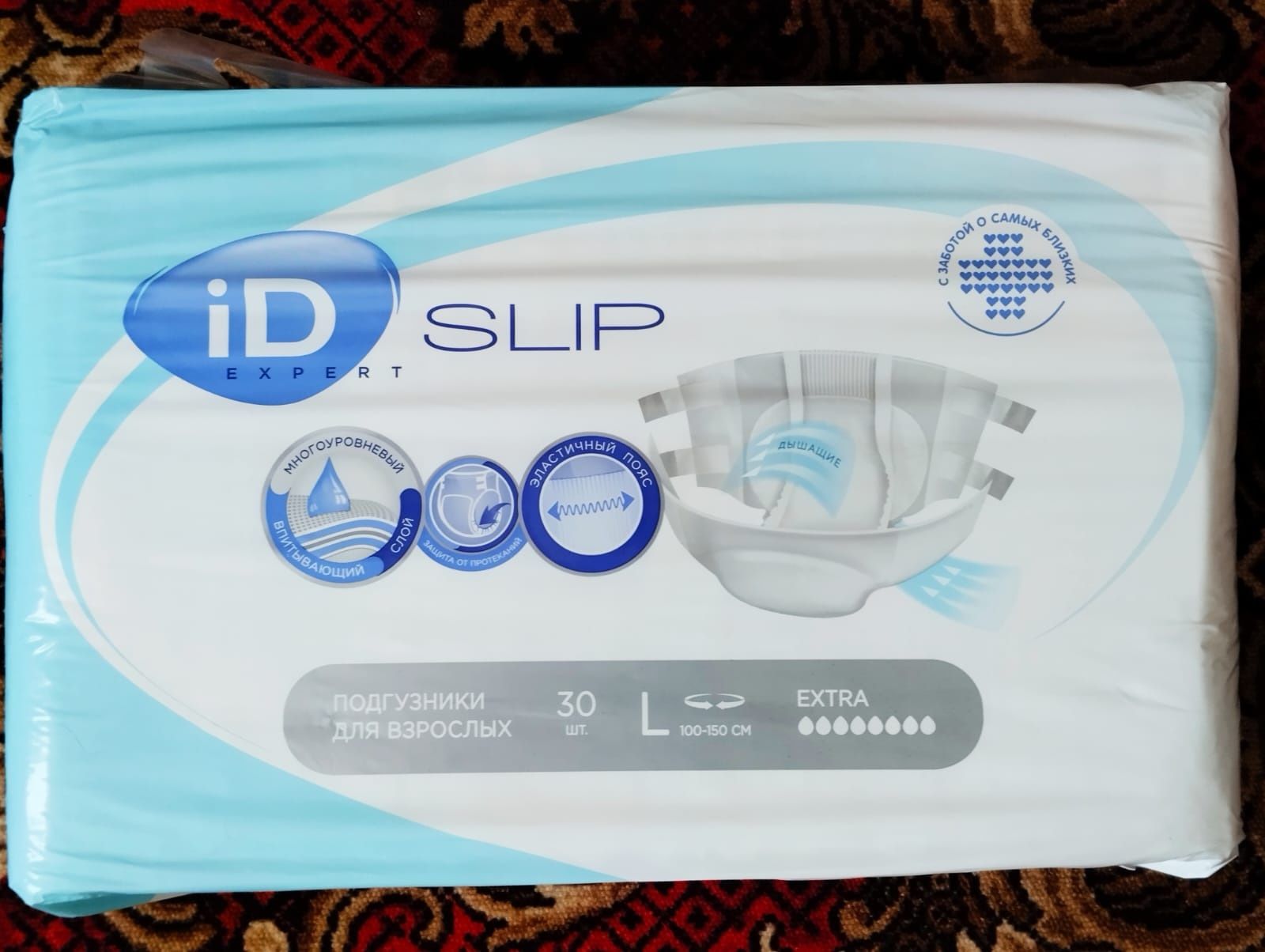 Подгузники для взрослых ID Slip L 100-150 см  EXTRA упаковка 30штук..