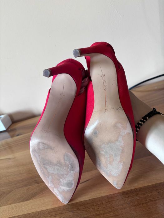 Pantofi rosii imitatie piele intoarsa marimea 37 Stradivarius