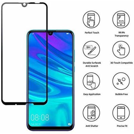 Folie de sticla FULL GLUE pentru Huawei P Smart 2019, GloMax 5D Negru