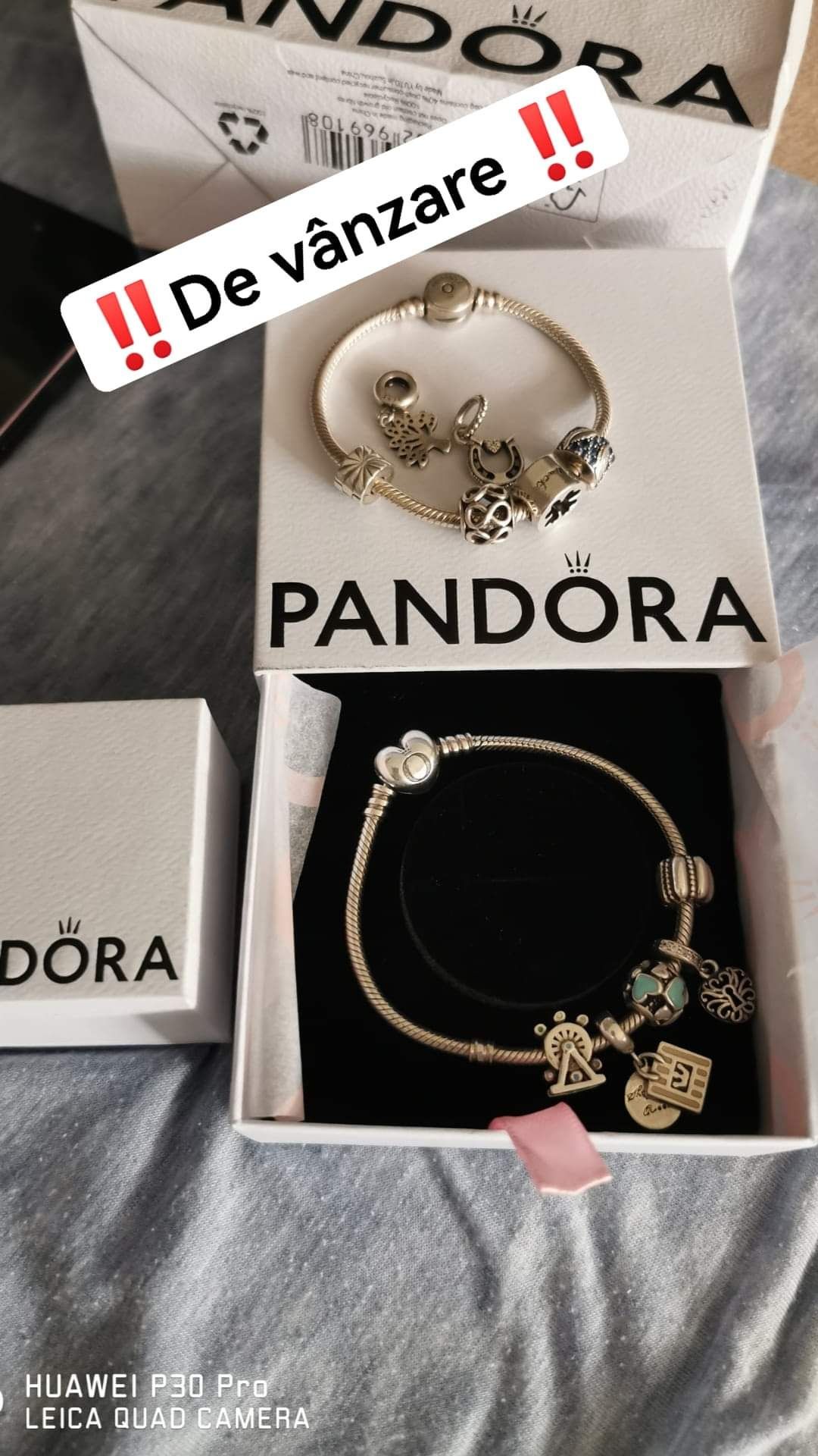 Set 2 brățări pandora cu accesorii