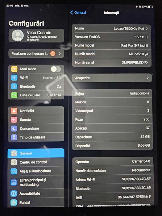 Apple iPad Pro 9.7", Cellular, 32GB, 4G, Space Grey