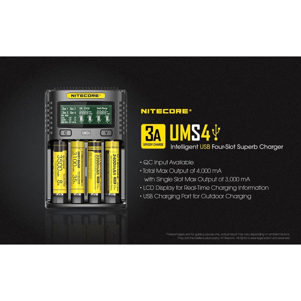 Nitecore UMS2 UMS4 - зарядно за Li-ion LiFePO4 Ni-MH Ni-Cd батерии