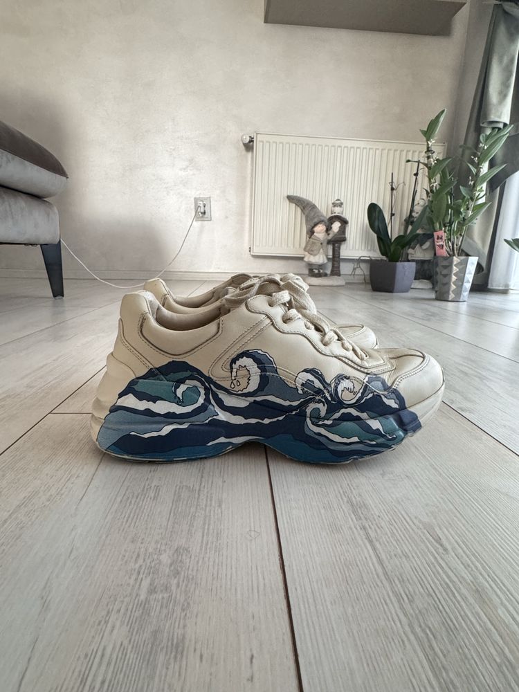 Adidasi Gucci Cream Leather Chunky Waves