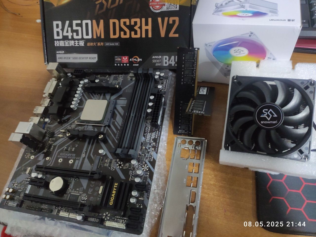 Комплект B450m ds3h+ryzen 5 3600
