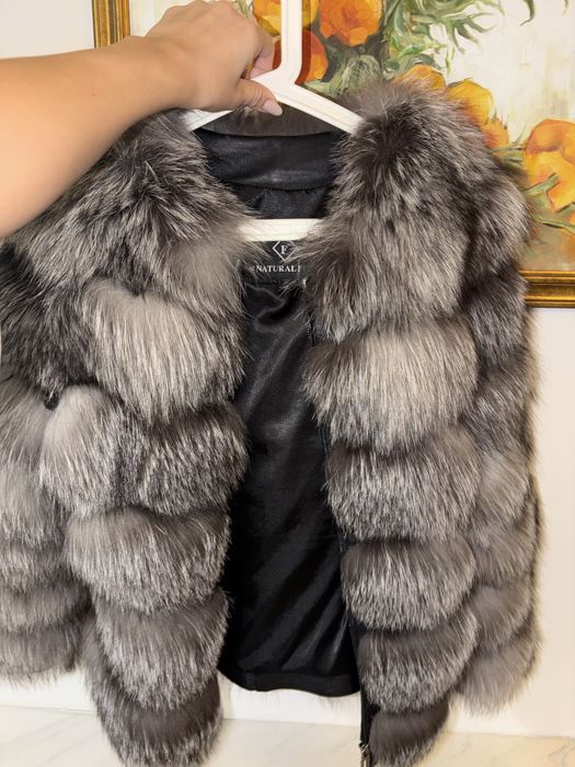 Blana vulpe gri argintie