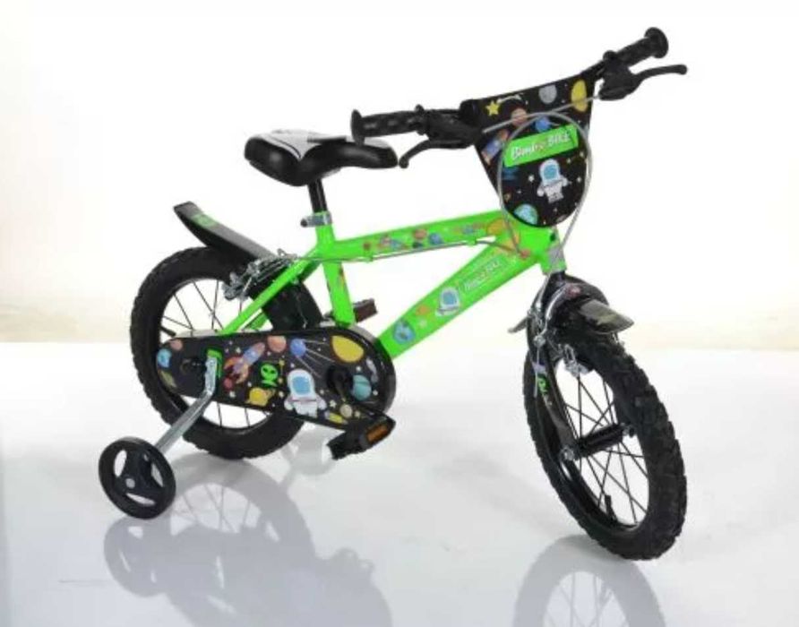 Bicicleta copii Cosmos MTB 14", Verde/Negru, roti ajutatoare incluse