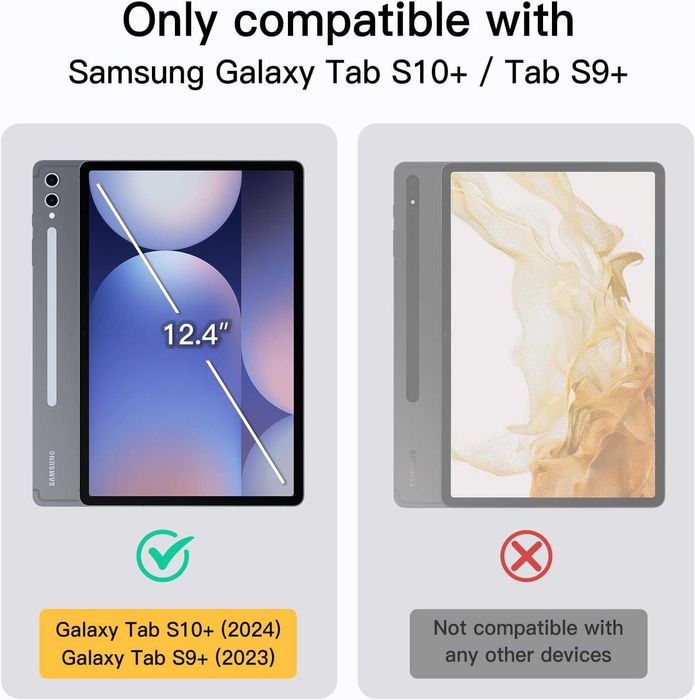 Husă JETech Samsung Galaxy Tab S10 Plus/Tab S9 Plus 12.4 inci suport