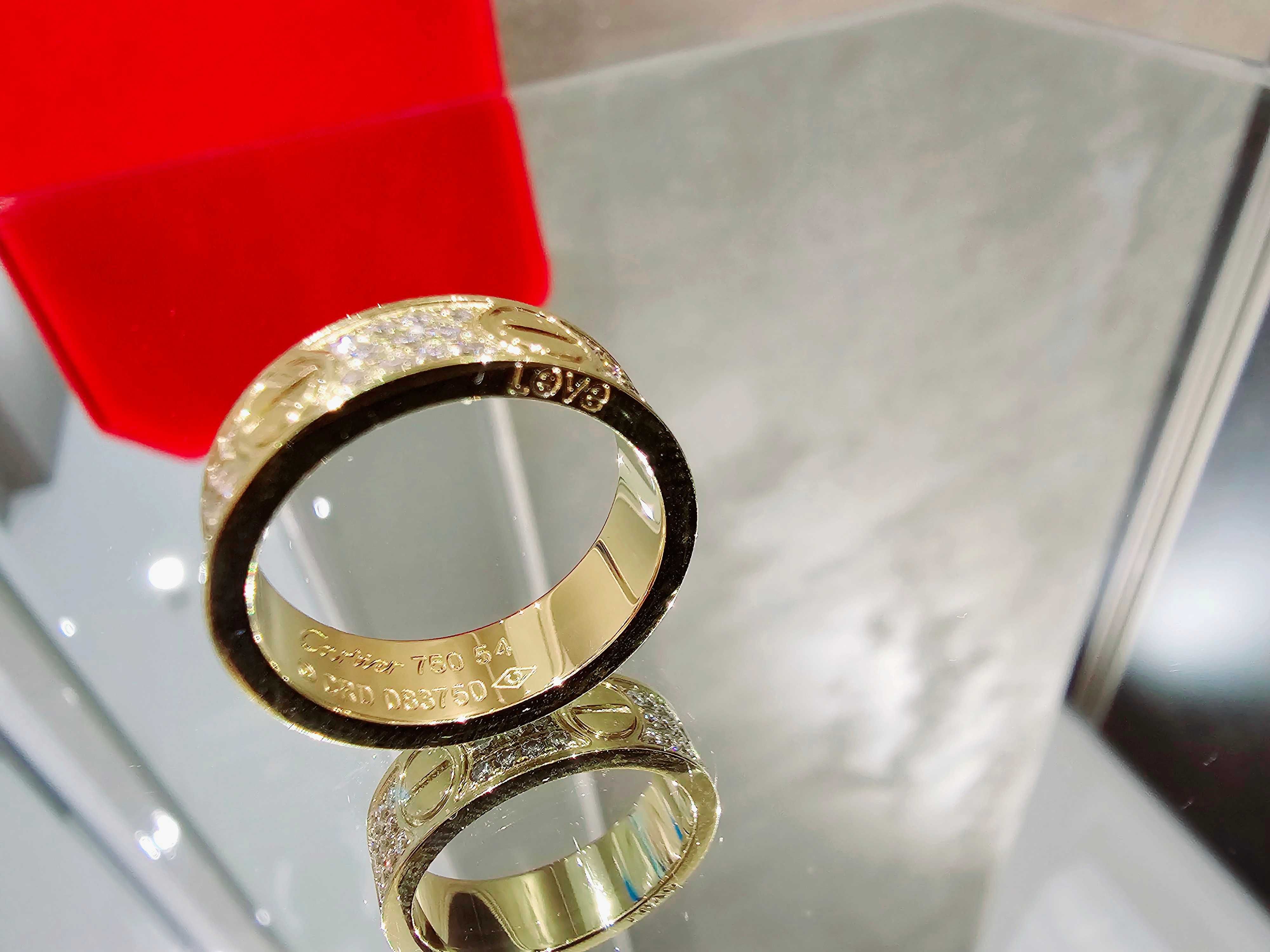 CARTIER Love Band Gold Classic Model Paved Diamonds Пръстен