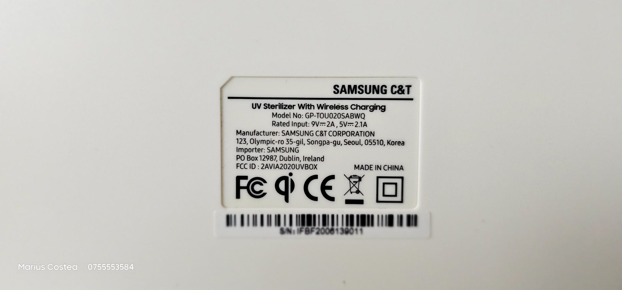 Samsung UV Sterilizer Whith Wireless Charging