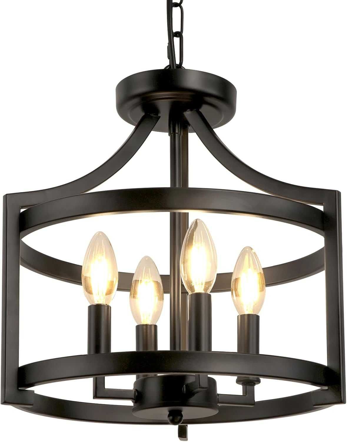 Candelabru rustic, KMaiPem, lustra vintage, 4 brate, E14, negru