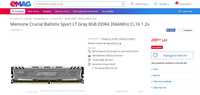 Memorie ram gaming  Crucial Ballistix Sport  8GB DDR4 2666MHz -noi