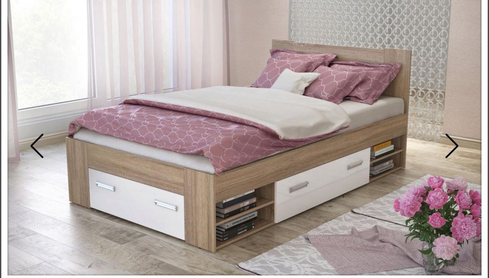 Легло с рафтове и чекмеджета + матрак