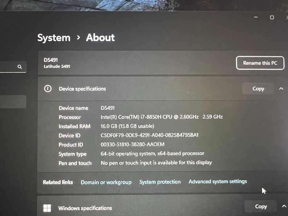 Laptop Enterprise Dell 5491 i7