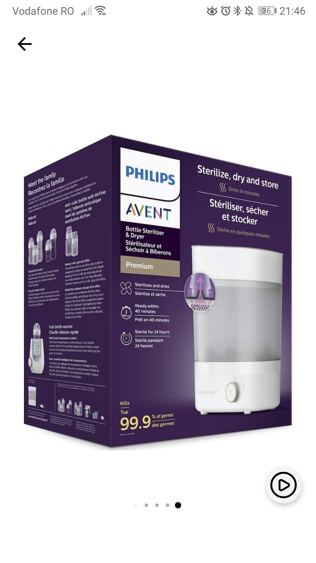 Sterilizator Philips Avent Premium cu uscare