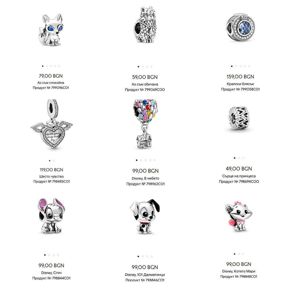 Талисмани Пандора гривни Pandora charms