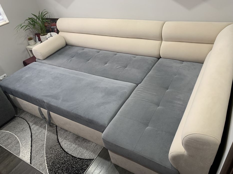 Ъглов Сив Диван С Опция Сън