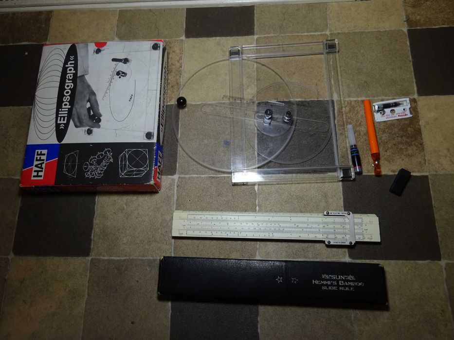 Rigla calcul Hemmi slide rule /Haff Ellipsograph