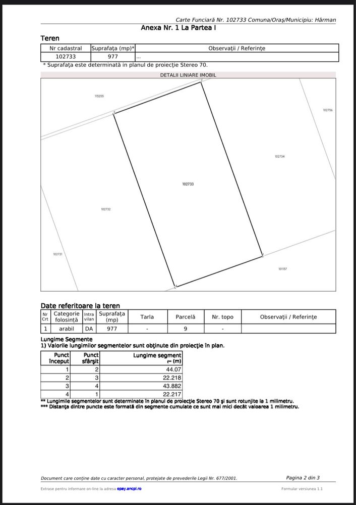 Teren constructii la drum asfaltat/ utilitati