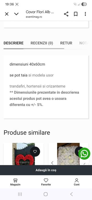 Covorase flori 40×60 evenimente