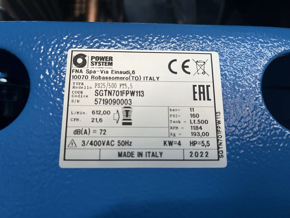 Compresor cu piston  - Power System 4 KW, rezervor 500 L cod 113