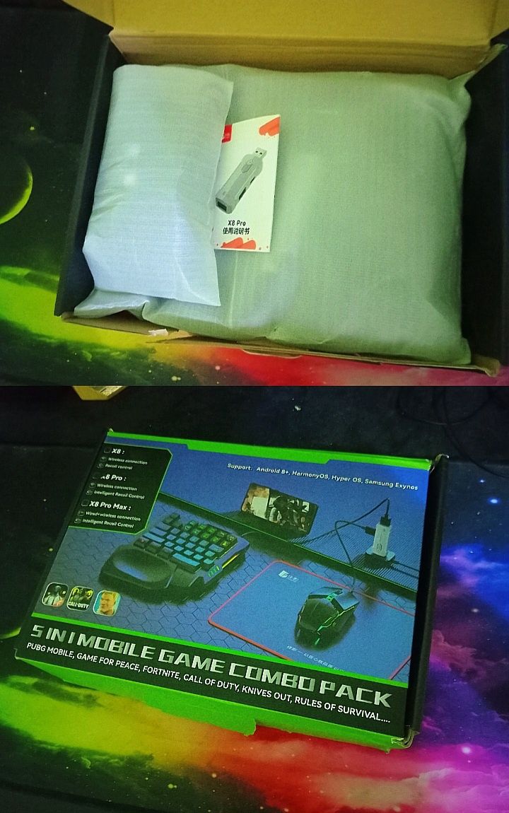 Kit Gaming pentru Telefon – Tastatură RGB + Mouse + Adaptor