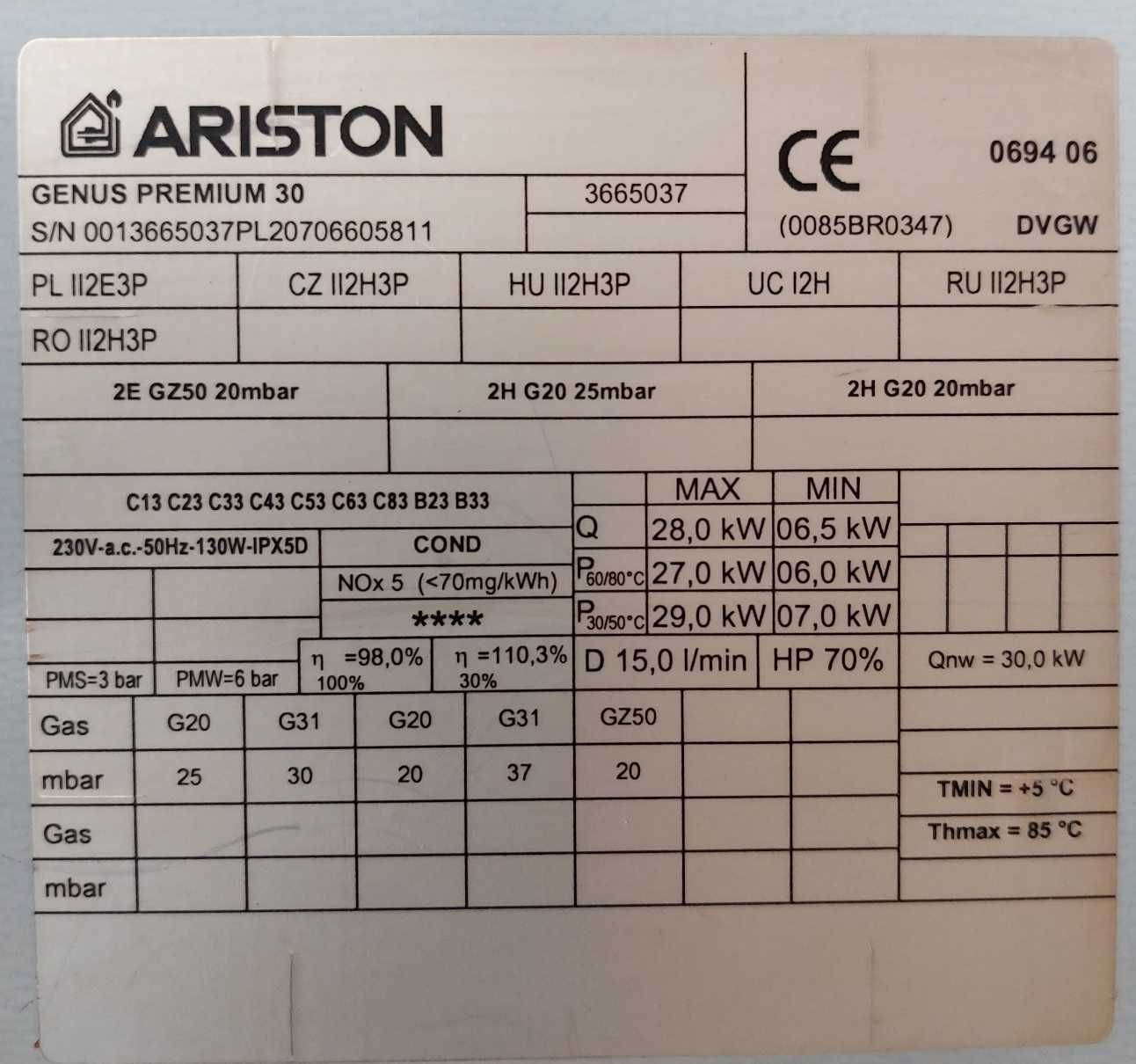 Piese de schimb.Dezmembrez Ariston Genus premium 30 -condensare.