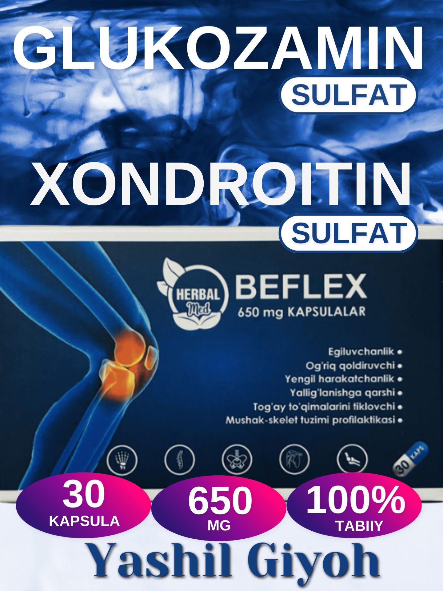 Biflex - бўғим оғриқларига таблетка ва капсула, бад.