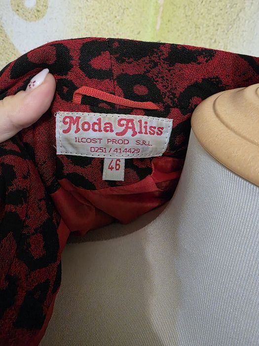 Balzer sacou roșu animalier, lung, Moda Aliss, M/L