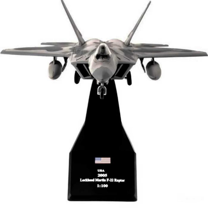 Macheta avion metalica Lockheed Martin F-22 Raptor 1:100 19cm