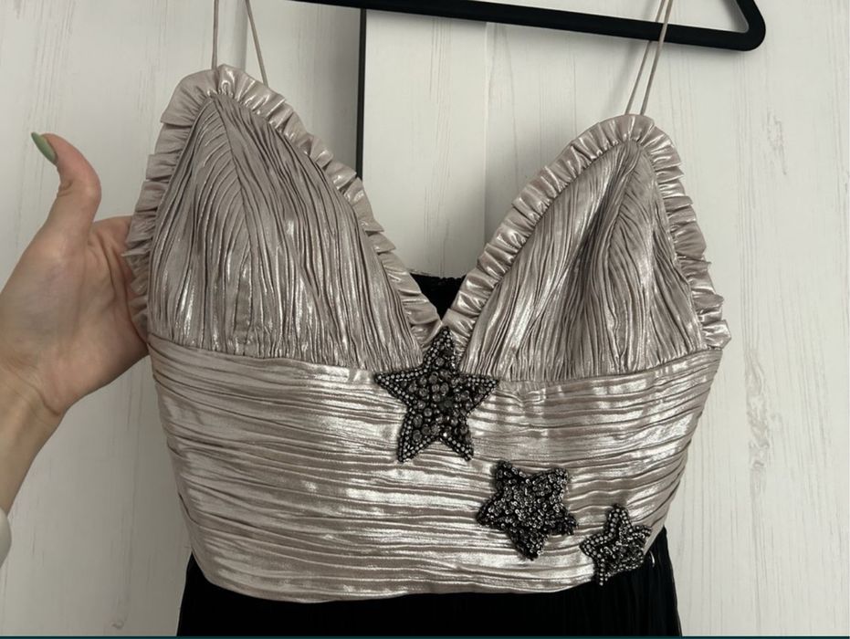 Rochie nissa din matase  cu stelute aplicate