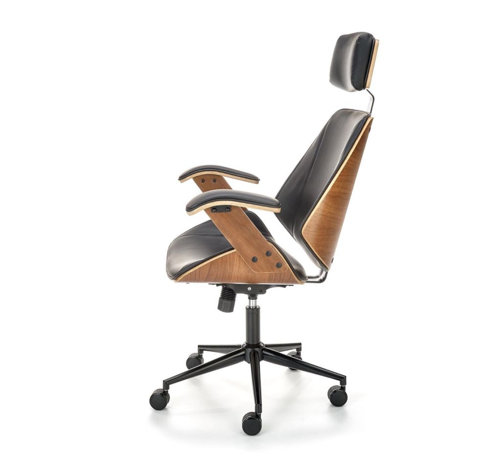 Scaun birou de lux NOU piele si lemn de nuc tip Eames cu GARANTIE