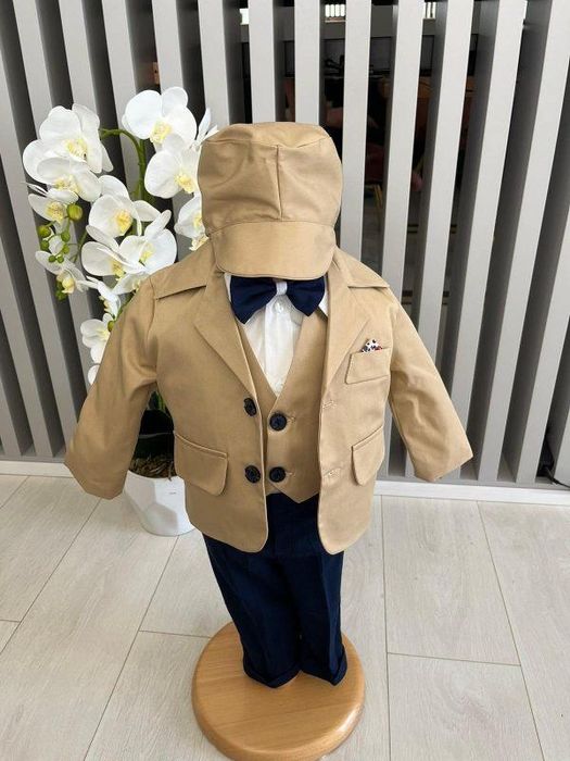 Costum de botez băieți, 5 piese, de la 1 luna la 9 luni